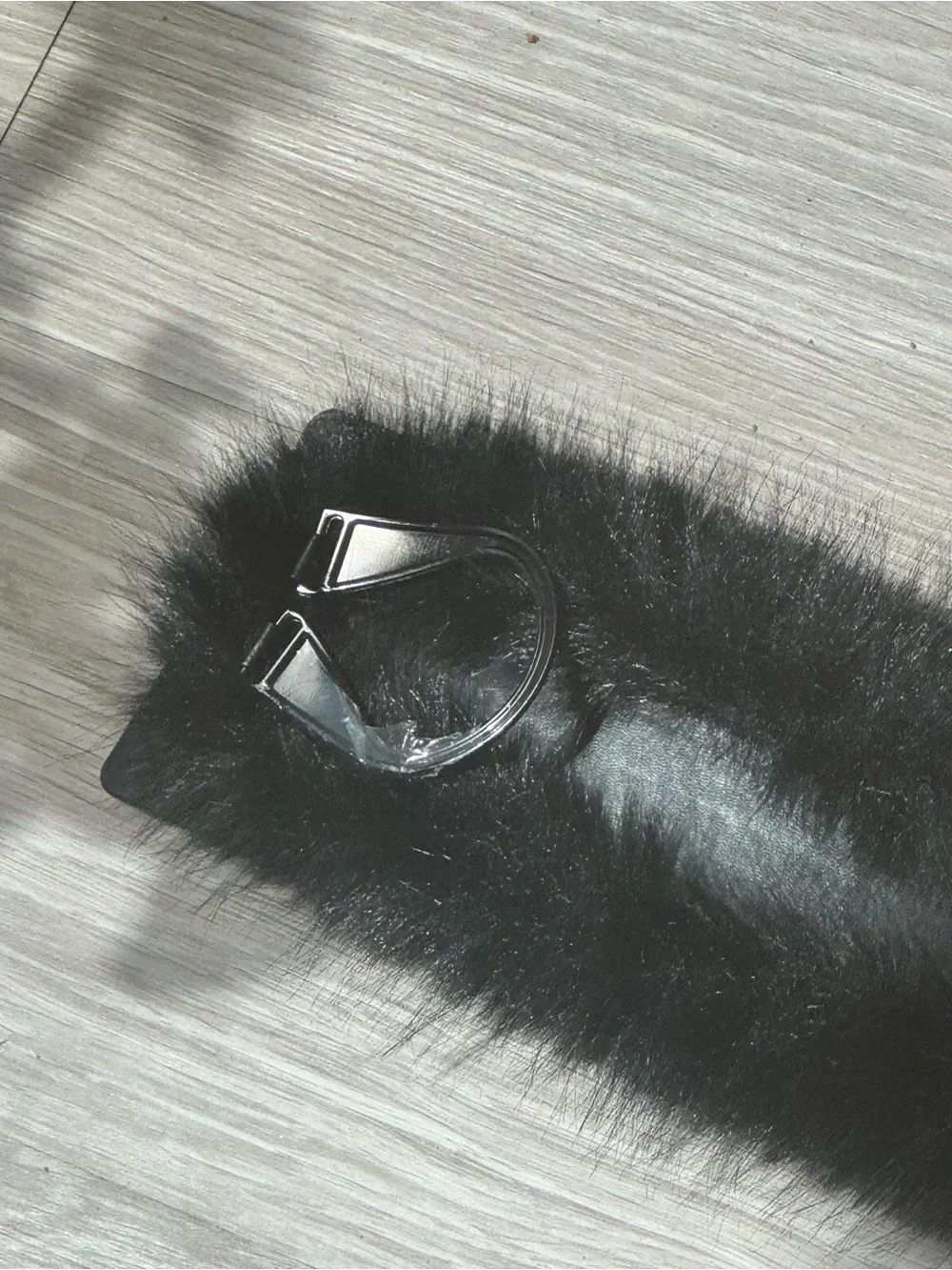 Black Faux Fur Belt with Decorative Buckle